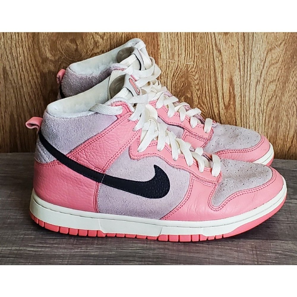 Nike Pink and Light Gray High-Top Sneakers